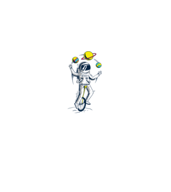 Jongler Astronaut model gri pe tricou
