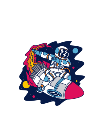 Astronaut DAB model turcoaz pe tricou
