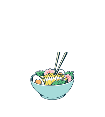 Paste Ramen model albastru închis pe tricou