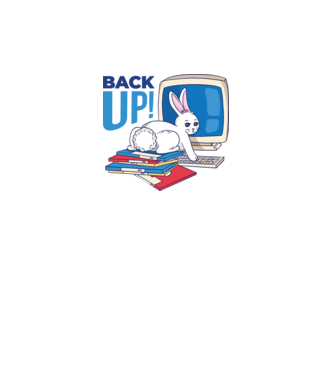 Back up bunny model alb pe tricou