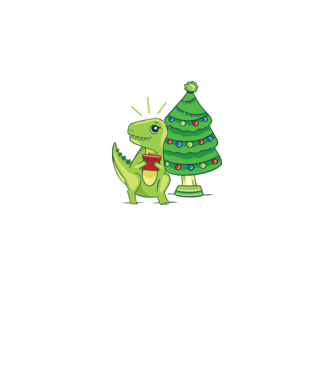 T-rex de Crăciun model alb pe tricou