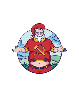 Moș Crăciun comunist model alb pe tricou