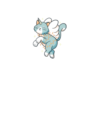Pisică Unicorn model alb pe tricou