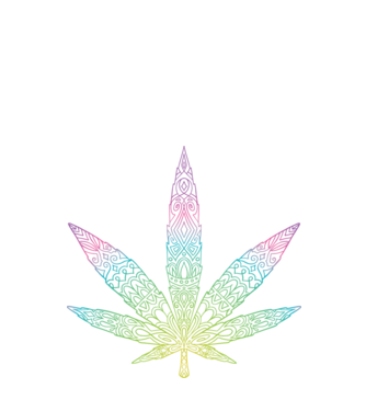 Frunză colorată de marijuana model negru pe tricou
