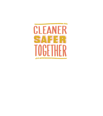 Cleaner Safer Together model alb pe tricou