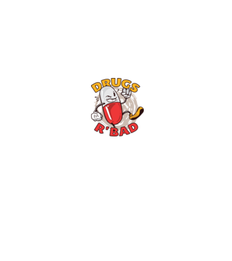 Drogurile sunt rele model alb pe tricou