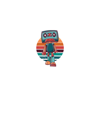 Robot Casetă retro model alb pe tricou