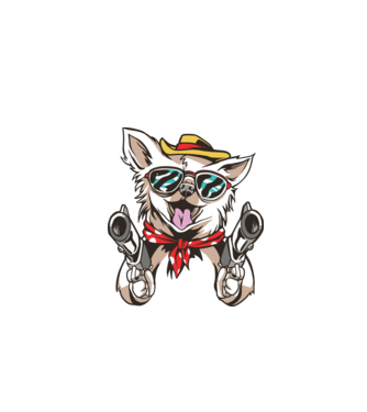 Chihuahua cu Pistol model alb pe tricou