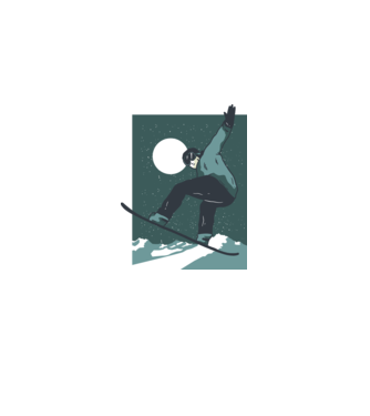 Săritură Snowboard model albastru deschis pe tricou
