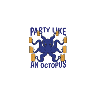 Party Like An Octopus model albastru deschis pe tricou