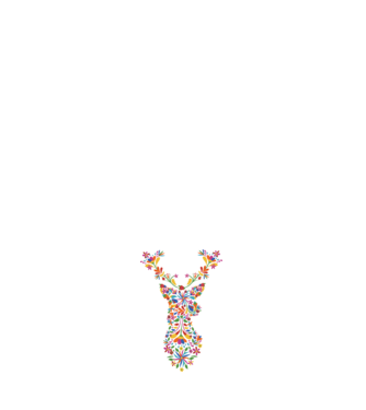 Cerb cu motive florale Floral model alb pe tricou