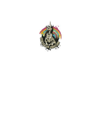 Schelet unicorn model alb pe tricou