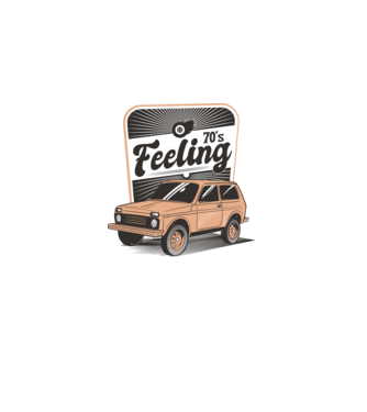 Mașină Retro anii 70 Lada Niva model albastru deschis pe tricou