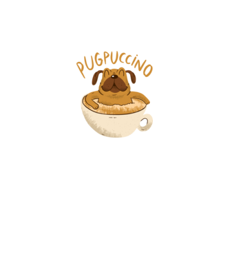 Pugpuccino Capuccino cu Mops model negru pe tricou