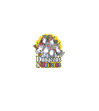 Dungeons and Unicorns model negru pe tricou