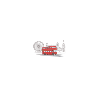 London Bus model alb/roșu pe tricou