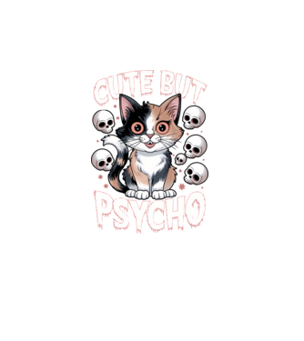 Cute, but Psycho pisică Negru model turcoaz pe tricou