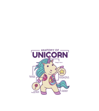 Unicorn Anatomie model nisipiu pe tricou