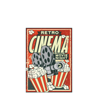 Afiș cinema retro model alb pe tricou