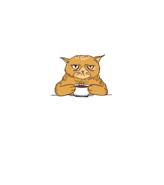 Grumpy Cat - Pisică supărată cu cafea model albastru regal pe tricou