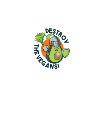 Destroy the Vegans - tricou amuzant războinic Avocado model alb pe tricou