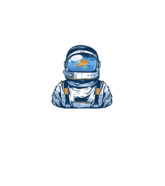 Peștișor auriu Astronaut model negru pe tricou