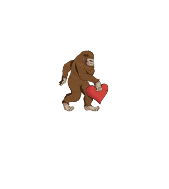 Bigfoot Yeti cu inimă model alb pe tricou