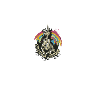 Schelet unicorn model alb pe tricou