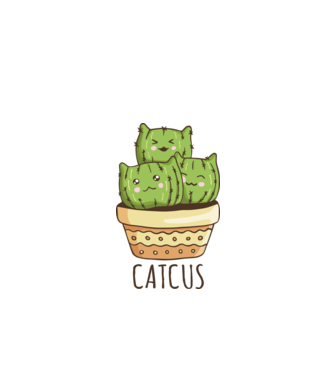 Catcus Pisică Cactus model alb pe tricou
