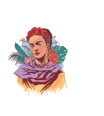 Portret Frida Kahlo model albastru deschis pe tricou