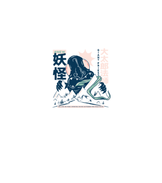 Daidarabotchi Yokai Anime model gri pe tricou