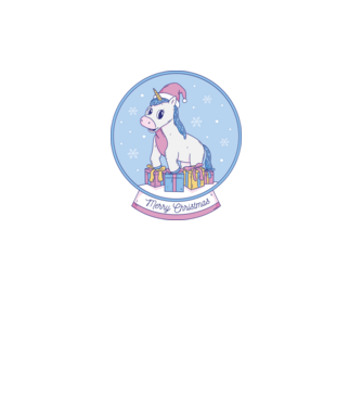 Glob de zăpadă drăguț, de Crăciun, cu Unicorn model mov pe tricou