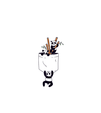 Panda de buzunar model alb pe tricou