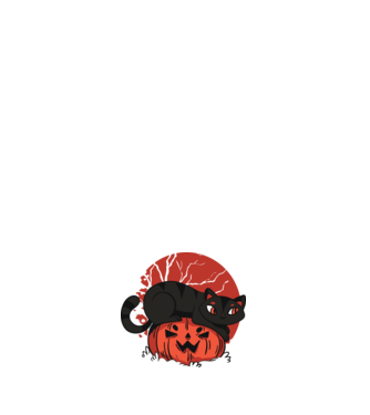 Pisică pe dovleac Halloween model negru pe tricou