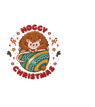 Hoggy Christmas Crăciun cu Arici model negru pe tricou