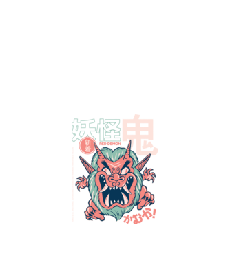 Oni Yokai Anime model negru pe tricou