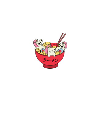 Unicorn Ramen model gri pe tricou