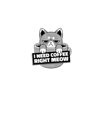 I need Coffee Right Meow model albastru regal pe tricou