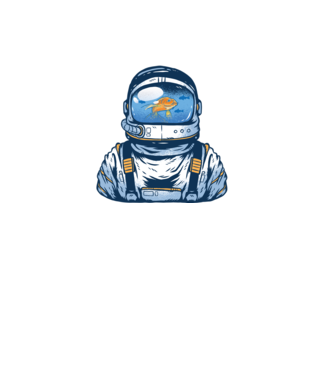 Peștișor auriu Astronaut model negru pe tricou