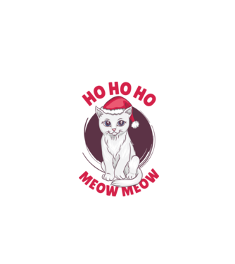 Ho Ho Ho Ho Ho Ho Ho Meow Meow Crăciun cu pisică model alb pe tricou