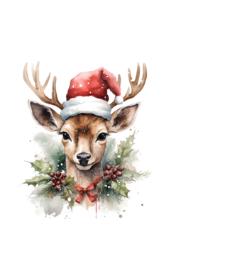Festive Reindeer model negru pe tricou