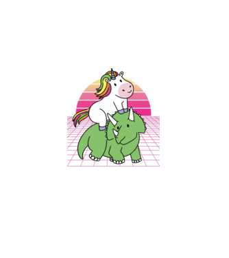 Unicorn pe dinozaur retro model  pe tricou