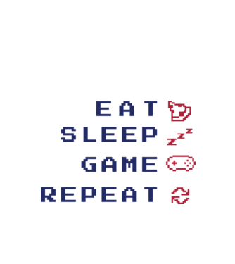 Eat Sleep Game Repeat model alb pe tricou