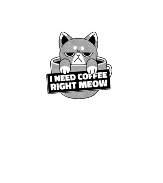 I need Coffee Right Meow model albastru deschis pe tricou