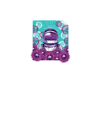 Floral Astronaut model negru pe tricou