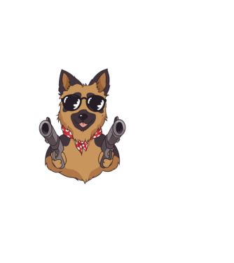 Pew Pew Pew Madafakas Ciobănesc german model alb pe tricou