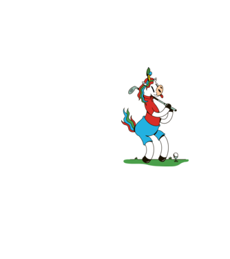 Unicorn jucător de golf model galben neon pe tricou