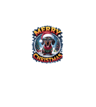 Merry Christmas Teckel model alb pe tricou