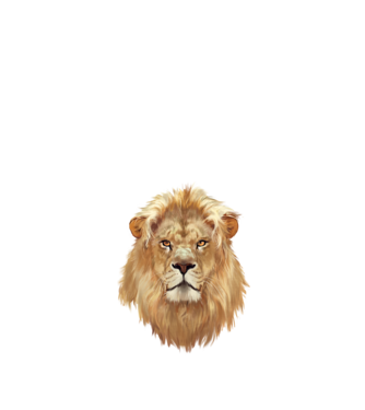 lion head paint model alb pe tricou