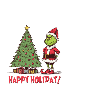 Happy Holiday Grinch model alb pe tricou